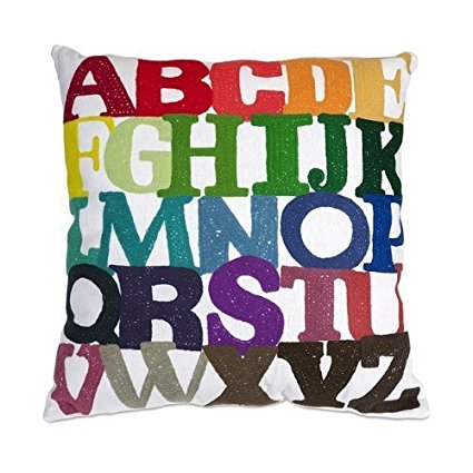 ArtoutletMF Rainbow ABC Cotton Linen Square Throw Pillow Case Shell Decorative Cushion Cover Pillowcase 18 X 18
