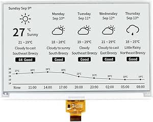 Waveshare 7.5inch E-Ink Raw Display Compatible with Raspberry Pi 4B/3B /3B/2B/B /A /Zero/Zero W/WH/Zero 2W Series Boards 800×480 Resolution with SPI Interface Without PCB