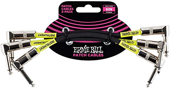 Ernie Ball 6" Angle/Angle Patch Cable 3-Pack - Black