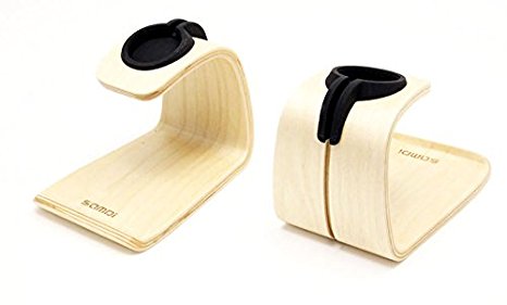 Original Samdi Timber Wooden Desktop Charging Stand Holder Charger Station for Apple Watch iWatch 38/48mm iPhone 6S/6 Plus 4.7" 5.5" [Elevates Watch Display screen while charging] (Light Wood)