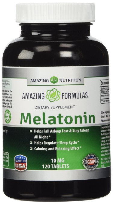 Amazing Nutrition Melatonin 10 Mg 120 Tablets - Helps Promote Relaxation and Sleep - Wake up Refreshed and Revitalized