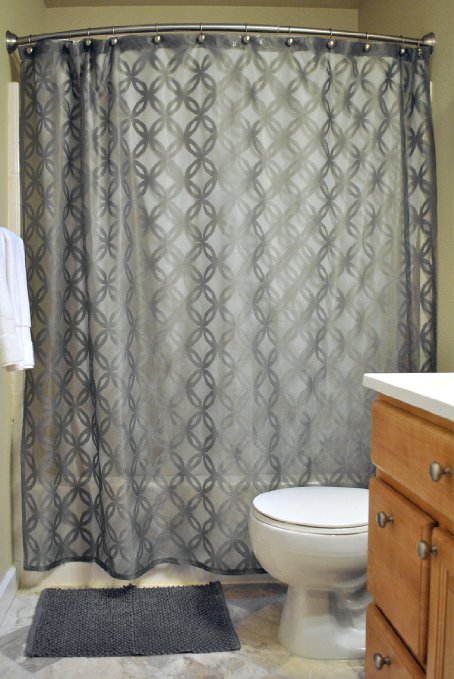 DII Oceanique Elegant, Modern Lattice Lace Design, Water & Wrinkle Resistant, 100% Polyester, Machine Washable Shower Curtain, 72x72", Gray