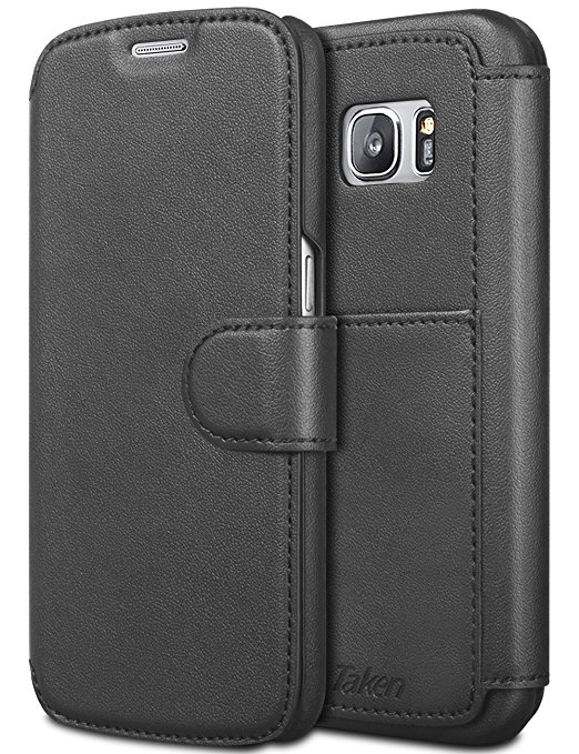 Taken Galaxy S7 Wallet Case - Cell Phone Case Pu Leather ID Credit Card Slot Phone Case for Samsung Galaxy S7 Ultra Slim(black)