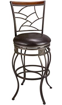 Kira Home Revel Monarch II 30" Classic Swivel Bar Stool, Old Steel Finish, Brown Faux Leather Seat