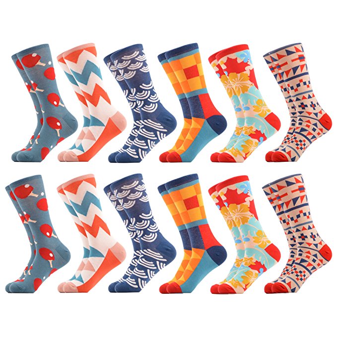 WeciBor Men's Dress Cool Colorful Novelty Funny Casual Combed Cotton Crew Socks Pack