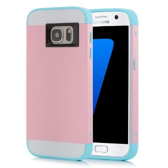 Galaxy S7 Case, Samsung Galaxy S7 Case,BENTOBEN S7 Case 2in1 Hybrid Dual Layer Protective Case Impact Resistant Slim Case Cover for Samsung Galaxy S7 Pink/Blue