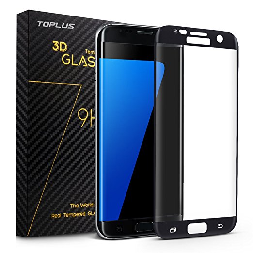 TOPLUS Samsung Galaxy S7 Edge Tempered Glass Screen Protector,Ultra Thin 0.26mm Scratch Resistant, Full Coverage, Ultra HD Clear, Anti-Scratch, Bubble Free, Includes Microfiber Cloth, Alcohol prep pad (Black)
