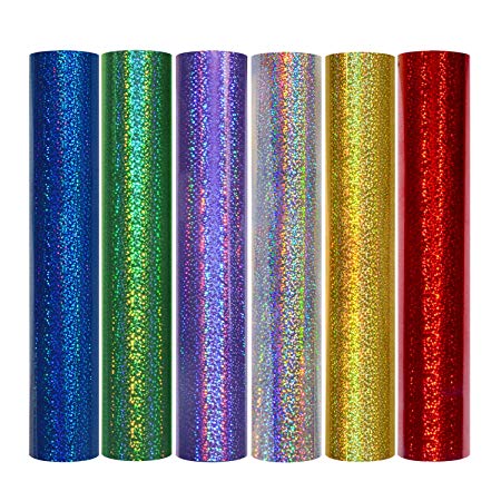 TECKWRAP Holographic Sparkle Adhesive Craft Precut Vinyl Sheets 12" x 12" 6 Sheets/Pack