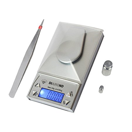 BeGrit Milligram Scale Digital  LCD Display Portable Pocket Gems and Jewelry Weigh Scales, 20 by 0.001g