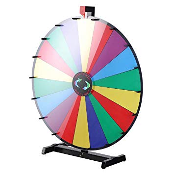Crowd Drawing Large Carnival 30" Tabletop Spinning Prize Wheel 18 Slots with Color Dry Erase