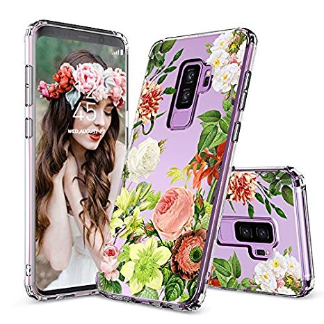 Galaxy S9 Plus Case, Clear Galaxy S9 Plus Case, MOSNOVO Botany Flower Floral Design Clear Transparent Hard Case Shockproof TPU Bumper Protective Back Cover Samsung Galaxy S9 Plus (2018)