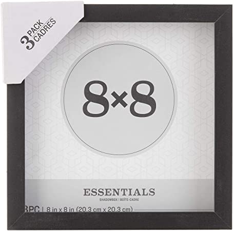 Darice 30066431  Essentials Black 8 x 8 inches, 3 Pieces Shadow Box,