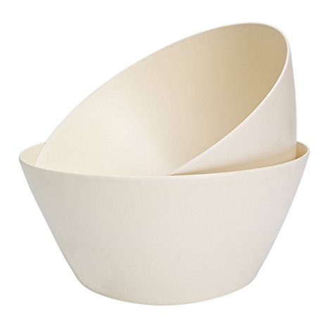 StorageWorks Bamboo Fiber Salad Bowls, Colorful Serving Dinner Bowl Set, Creamy, Large, 2-Pack