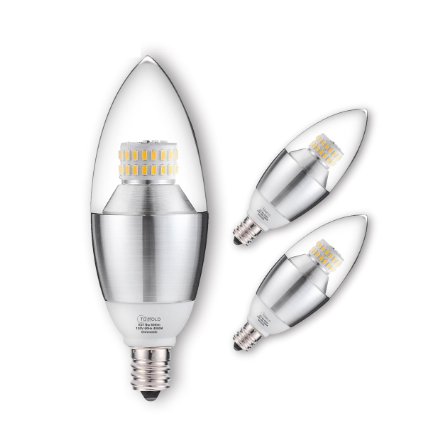 TGMOLD Dimmable LED Candelabra Bulb,(6 Watt) 60Watt Light Bulb Equivalent, 4000K Daylight E12 Candelabra Base, 3 Pack