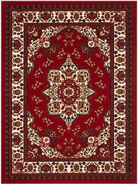 Antep Rugs Alfombras Oriental Traditional 2x4 Non-Skid (Non-Slip) Low Profile Pile Rubber Backing Kitchen Area Rugs (Maroon, 2'3" x 4')