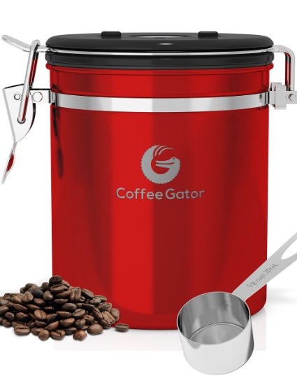 Coffee Gator Canister With Stainless Steel Scoop
