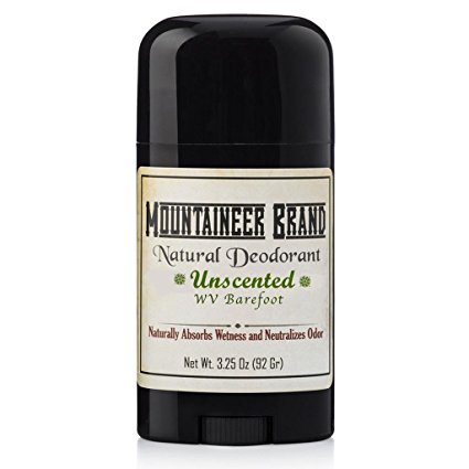 Mountaineer Brand All Natural Deodorant: Barefoot (Unscented) -- Aluminum Free for Men and Women 3.25 oz