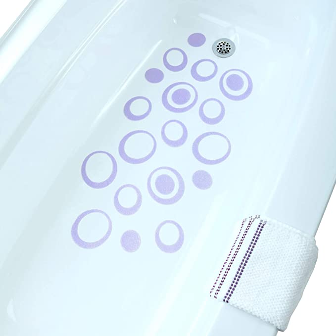 SlipX Solutions Adhesive Oval Safety Treads Add Non-Slip Traction to Tubs, Showers & Other Slippery Spots - Design Your Own Pattern! (21 Count, Reliable Grip, Purple)