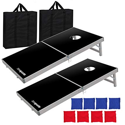 ZENY 3' x 2' Portable Aluminum Framed Bean Bag Cornhole Toss Game Set Including 2 Cornhole Boards w/ 8 Bean Bags Carrying Case,Regulation Corn Hole Game Sets