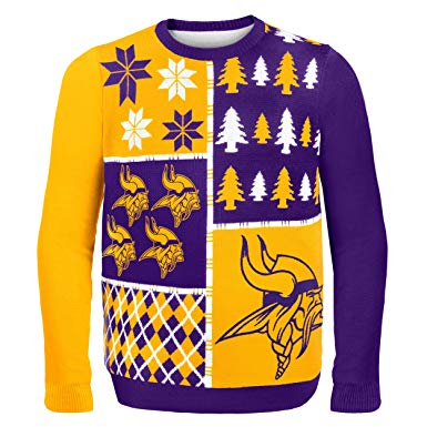 NFL Minnesota Vikings BUSY BLOCK Ugly Sweater, Large