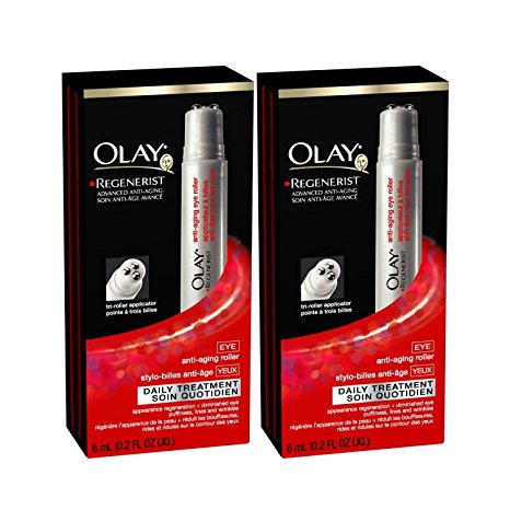 OLAY Regenerist Advanced Anti-Aging Eye Roller Daily Treatment 1 Each (Pack of 2), )6ml (0.2 Oz )