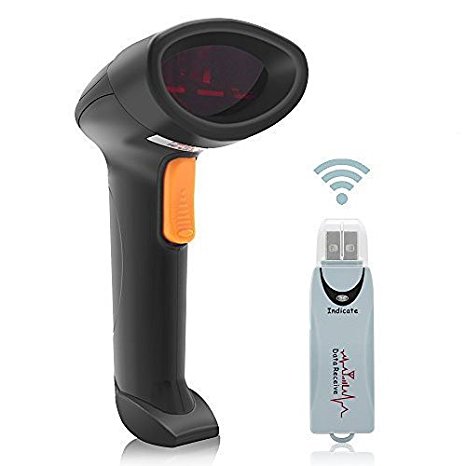 VCALL 2.4GHz Wireless Barcode Scanner Handheld Bar-code Reader with USB Receiver Storage of up to 5000 Code Entries, USB Rechargeable Bar Code Hand Scanner - Long Battery Life