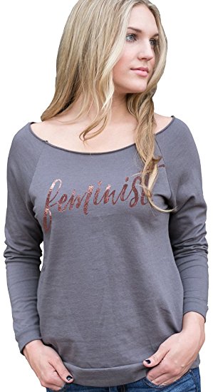 Superluxe™ Womens Feminist Rose Gold Foil French Terry 3/4 Sleeve T Shirt