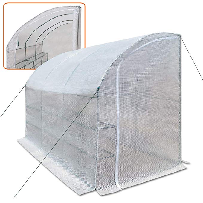 Strong Camel New Large Walk-in Wall Greenhouse 10x5x7'H w 3 Tiers/6 Shelves Gardening (White)