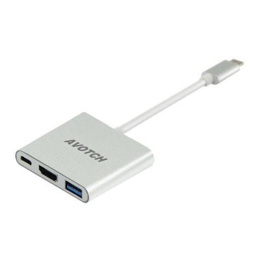 USB-C Digital AV Multi-port Adapter, AVOTCH USB 3.1 Type-C to HDMI Adapter Converter 4K , USB 3.0 HUB With 1 Charging Port , for Apple Macbook, Chromebook Pixel, with Aluminium Case