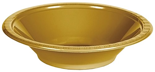 Creative Converting 28103051 20 Count Touch of Color Plastic Bowl, 12 oz, Glittering Gold