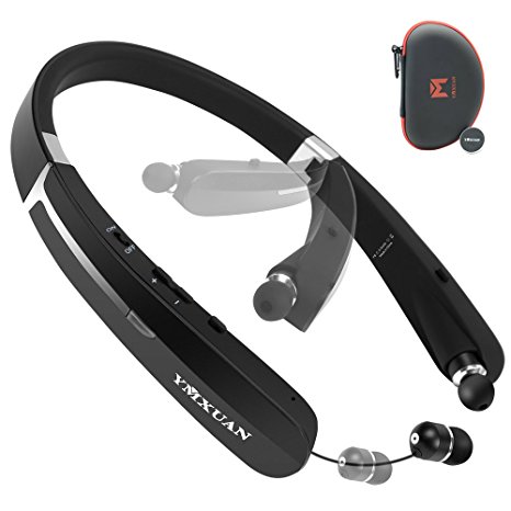Bluetooth Headphones, Ymxuan G1 Wireless Sports Headset Neckband with Foldable and Retractable Design, 15 Hours PlayTime, Deep Bass HD Stereo Sound, Noise Cancelling Watertproof for Runnig Gym Workout