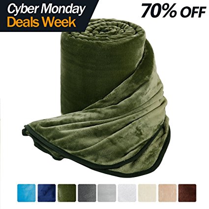 Fleece Blankets for The Bed Extra Soft Brush Fabric Super Warm Sofa Blanket (Queen-90X90inch,Grass Green)