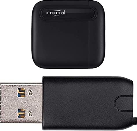 Crucial X6 500GB Portable SSD – Up to 540MB/s – USB 3.2 – External Solid State Drive, USB-C - CT500X6SSD9 with USB-C to USB-A Adapter