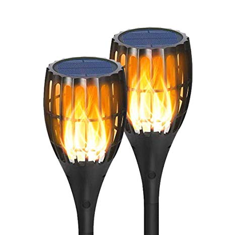 Fatpoom Solar Torch Lights Upgraded 42.9 inch Dance Flickering Flame Lights Solar Garden Light Outdoor Landscape Decoration Lighting Dusk to Dawn Security Lawn Light for Patio Deck Yard Driveway 2Pack
