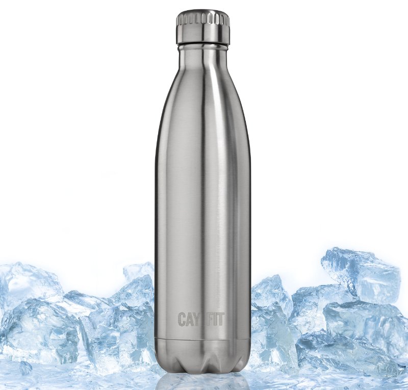Cayman Fitness 25 oz Premium Insulated Stainless Steel Water Bottle BPA Free Will Not Sweat or Leak Keeps Drinks Hot for 12 Hours and Cold for 24