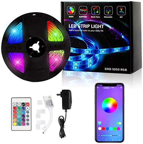 LED Strip Lights,Cartaoo 16.5ft LED Rope Lights Flexible Color Changing Lights 5050 RGB LED Tape Lights with APP Controller Sync to Music Apply for Home,TV,Bedroom,Kitchen,Festival,Party Decoration