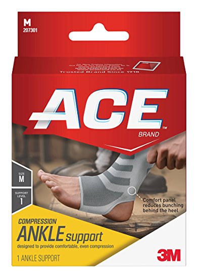 ACE Brand Compression Ankle Support, Medium, America's Most Trusted Brand of Braces and Supports, Money Back Satisfaction Guarantee