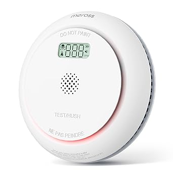 meross Wireless Interconnected Smoke and Carbon Monoxide Detector Combo, 2 in 1 Fire & CO Alarm with Replaceable Battery, One-Touch Test/Hush Button, LCD Display, 10-Year Lifespan