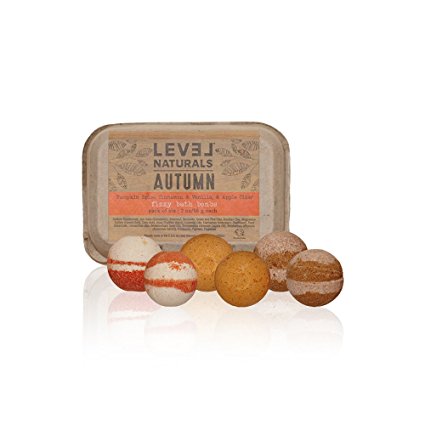 Level Naturals Bath Bombs: Autumn Bath Bomb Variety 6 Pack (2 x Pumpkin Spice, 2 x Cinnamon Vanilla, 2 x Apple Cider)