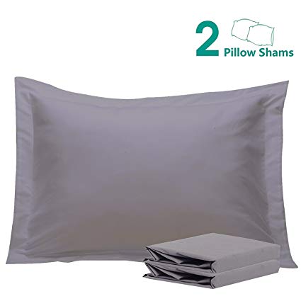 NTBAY 100% Brushed Microfiber Pillow Shams Set of 2, Soft Cozy, Wrinkle, Fade, Stain Resistant (20x26 inches, Dark Grey)