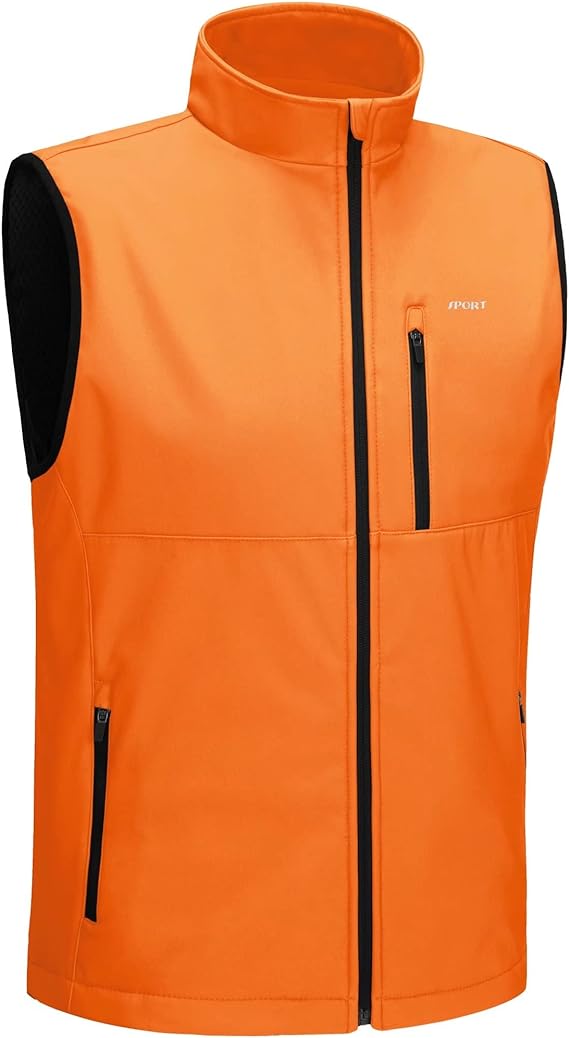 MAGCOMSEN Men's Vest Softshell Windproof Fleece Lined Zip Up Outwear Sleeveless Vest Jacket for Golf, Hiking, Running
