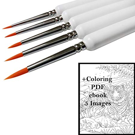 Fine Tip Detail Paint Brush Set, Best for Detailing with Acrylic, Watercolor, Oil, Miniature and Rock Painting, Nail Art, Nylon Brushes, Ergonomic Wooden Handles for Ultimate Precision   Coloring PDF