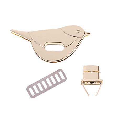 Rockrok Bird Shape Metal Turn Lock Bag Purse Twist Lock for DIY Handbag Bag Purse(Light Gold)