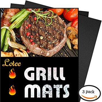 BBQ Grill Mat, Set of 3 - 100% Non-stick Baking Mats - 15.75 x 13 Inch, Works on Gas, Charcoal, Electric Grill and More.