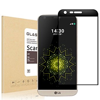 Scarer LG G5 Screen Protector, Tempered Glass Full coverage [Case Friendly][3D Curved Protection]HD Clear Tempered Glass Screen protector For LG G5 (BLACK)