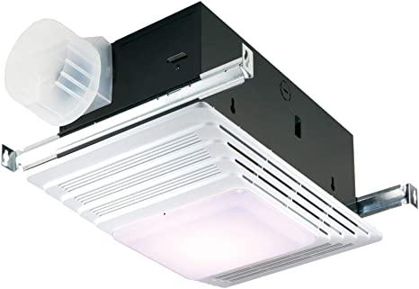 Broan-NuTone 655 Bath Fan and Light with Heater, 70 CFM 4.0 Sones, White Plastic Grille