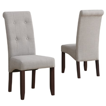 Simpli Home Cosmopolitan Deluxe Tufted Parson Chair, Dove Grey (Set of 2)
