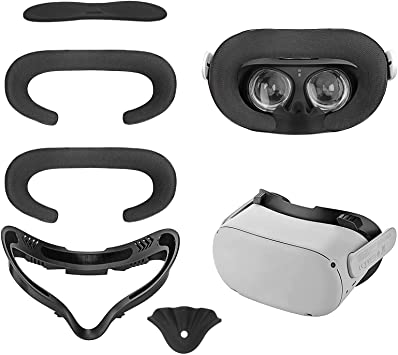 TOMSIN VR Facial Interface Bracket, 2 Pcs Refreshing Mesh Face Cover Pad Replacement, Protective Lens Cover, Anti-Leakage Nose Pad, Comfortable Accessories for Oculus Quest 2…