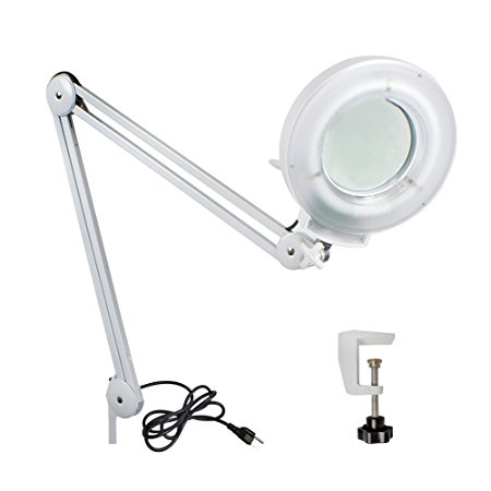 Super Deal 5X Swing Arm Desk Table Clamp Mount Magnifier Lamp Light Magnifying Glass Lens (#3)