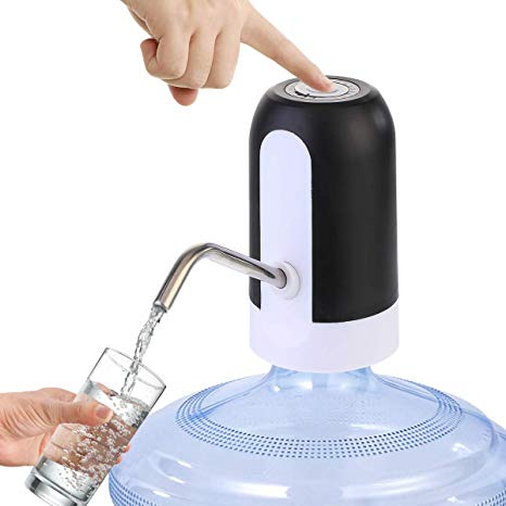 Water Bottle Pump USB Charging Automatic Portable Drinking Water Pump for Home Kitchen Office Outdoor Use Suitable for Universal 2-5 Gallon Bottle (Black)